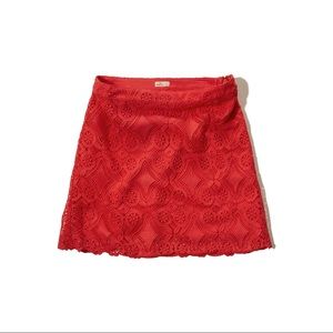 Hollister Lace A-Line Red Lace Skirt